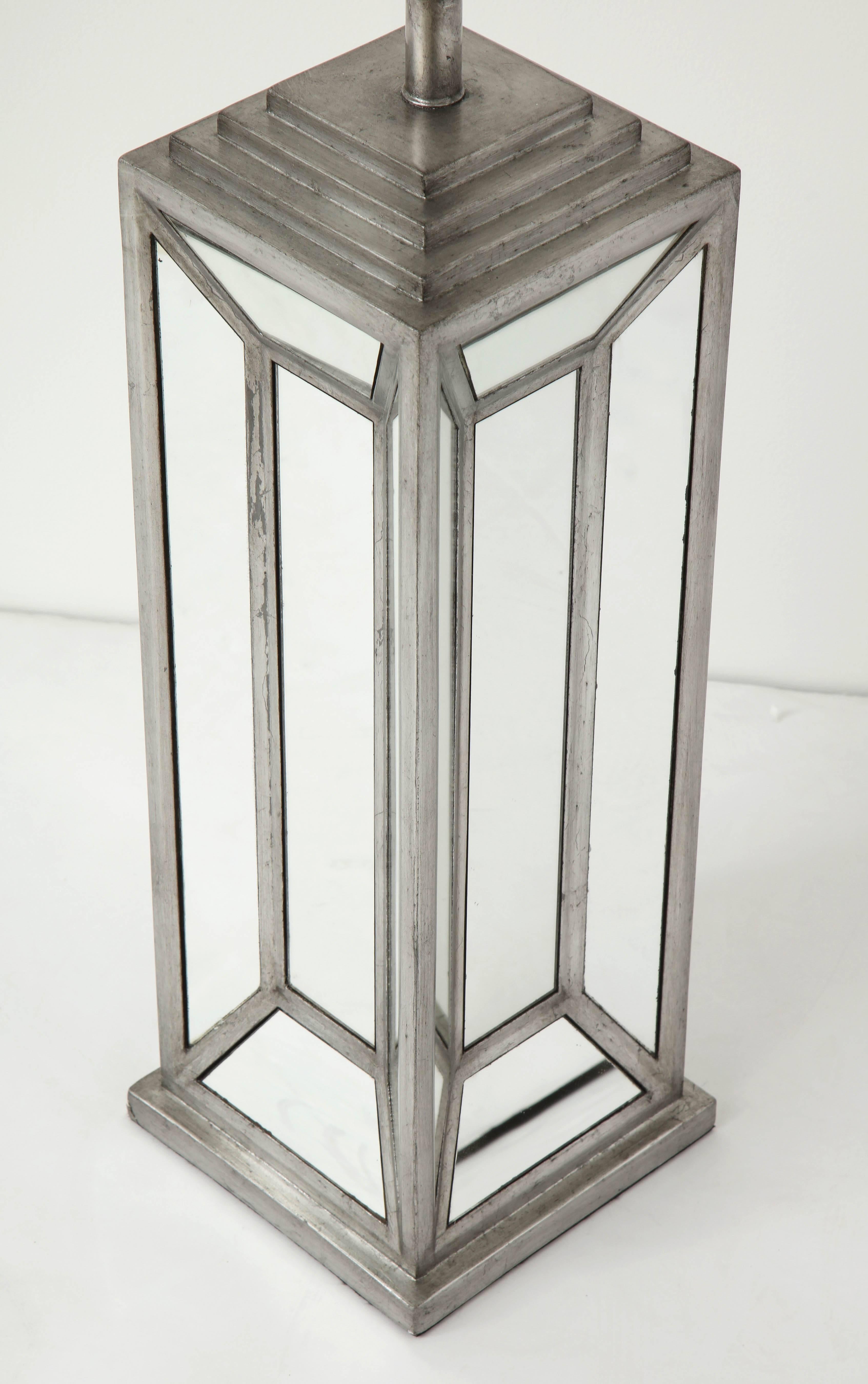 20th Century James Mont Style Mirror, Silver Lamps For Sale
