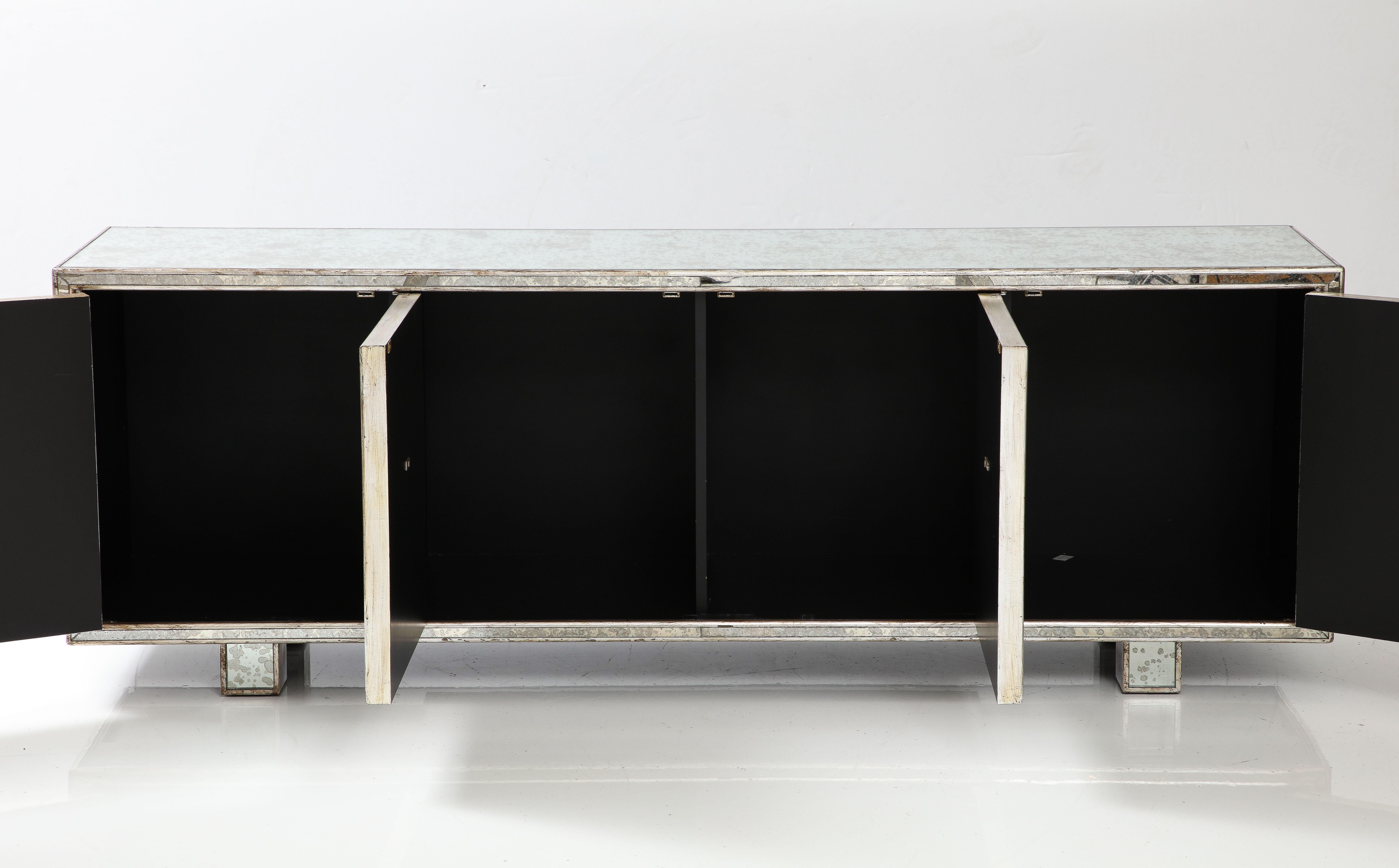 James Mont Style Mirror, Silver-Leaf Credenza For Sale 9