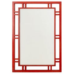 James Mont Style Red Stained Oak Rectangular Framed Mirror