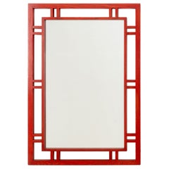 James Mont Style Red Stained Oak Rectangular Framed Mirror