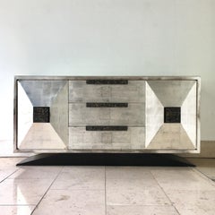 James Mont style Silverleafed Cabinet USA 1950s