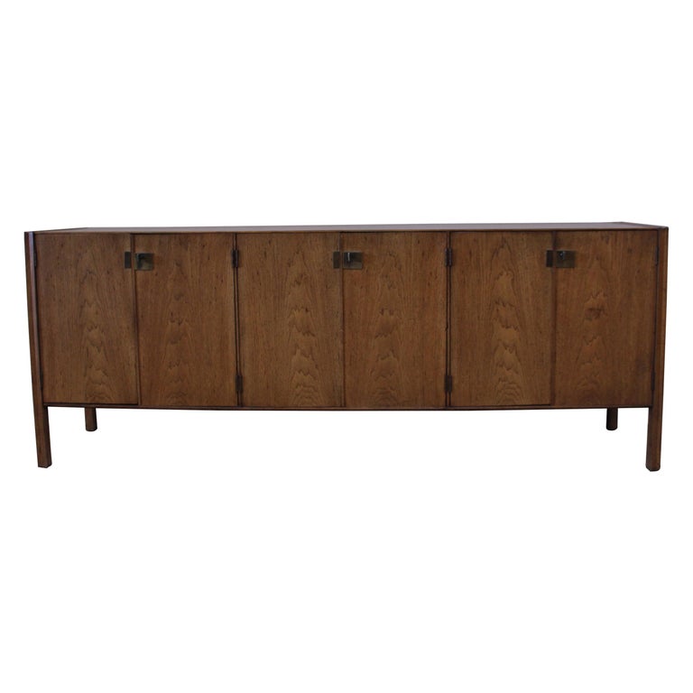 James Mont Style Vintage Mid Century Modern Oak Credenza Cabinet Long Buffet For Sale At 1stdibs