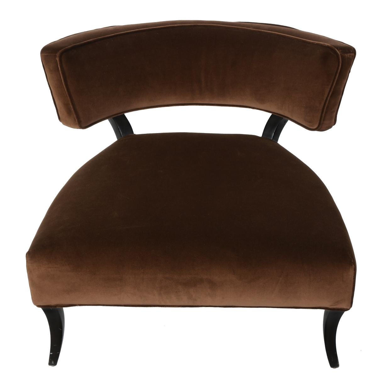 James Mont Style Vintage Oversized Brown Velvet Chair