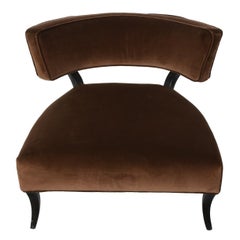 James Mont Style Retro Oversized Brown Velvet Chair