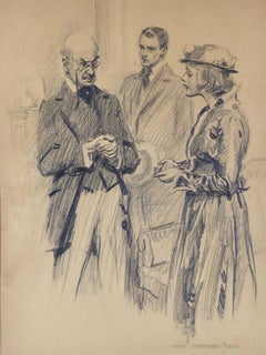 Pareja suplicando a un hombre