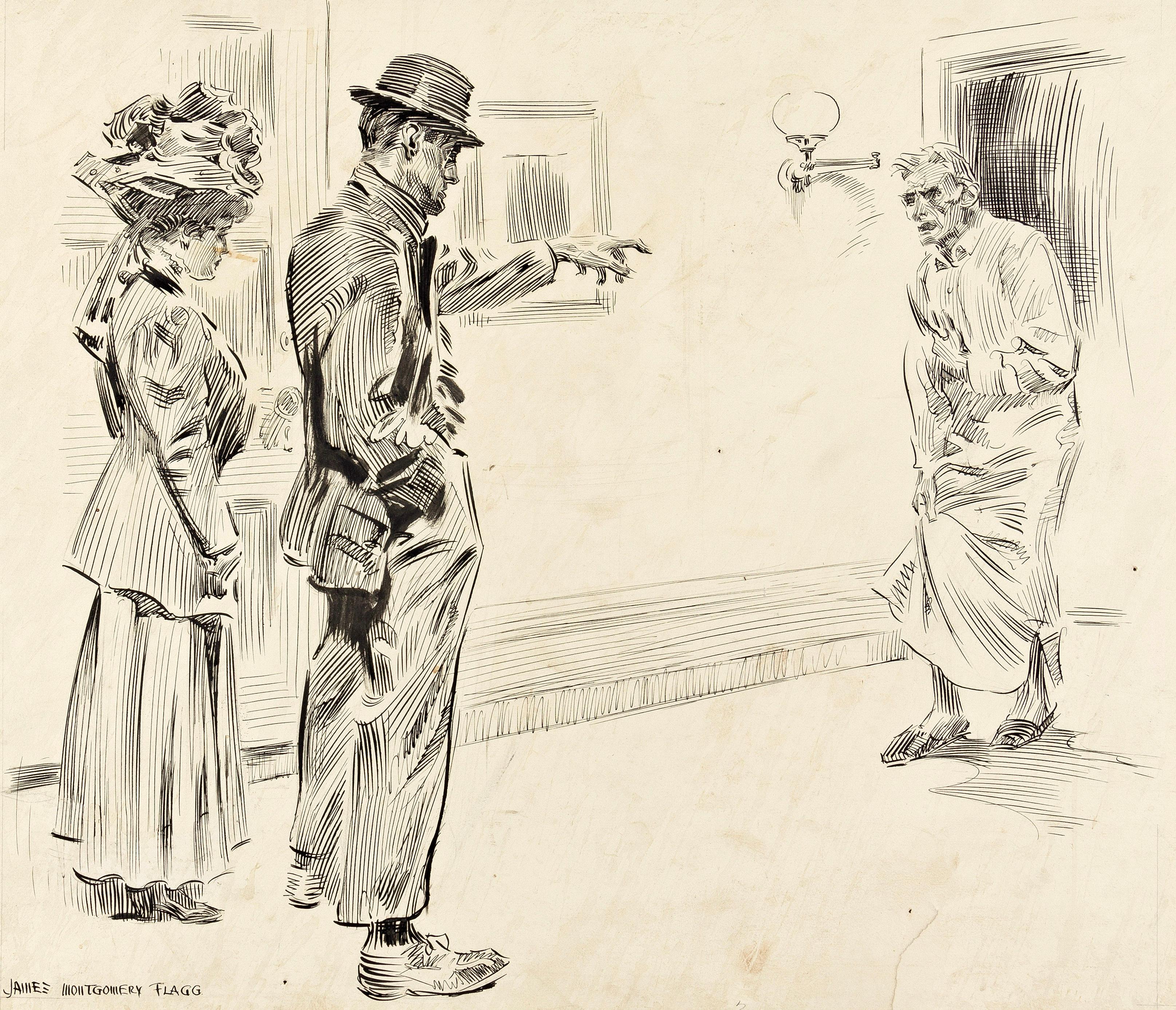„The Prodigal“ Geschichte illustriert in Everybody's Magazine, 1908 – Mixed Media Art von James Montgomery Flagg