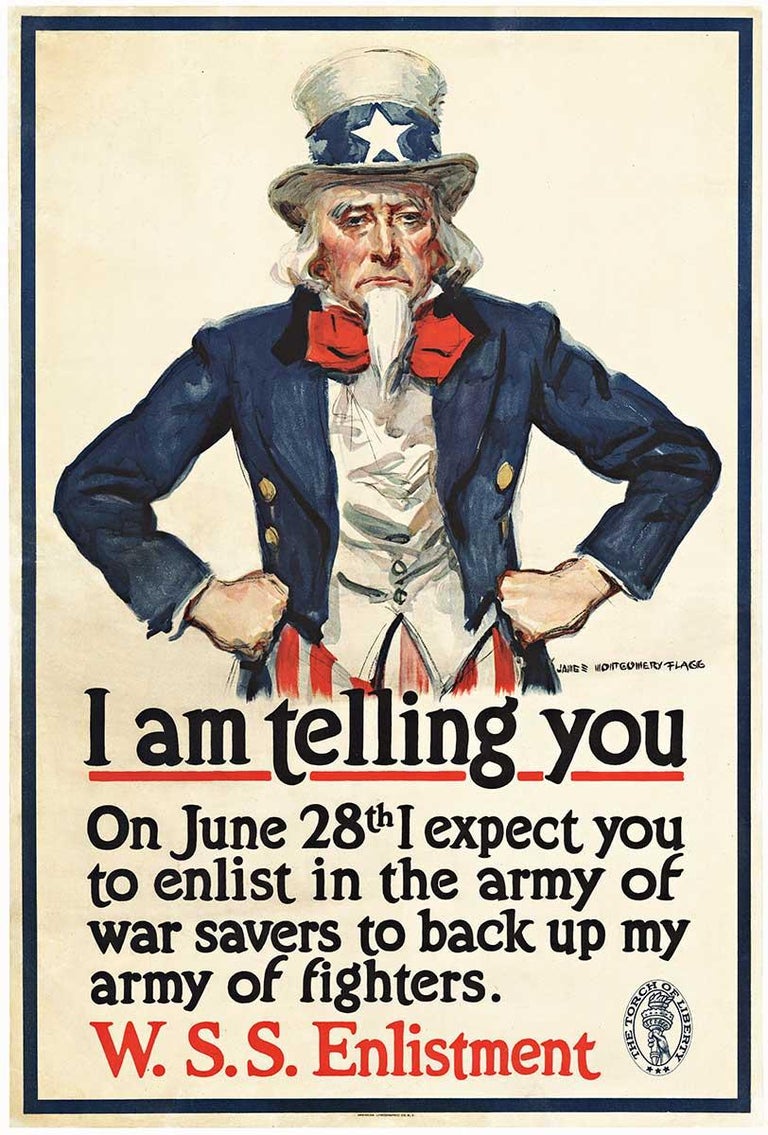James Montgomery Flagg Print - I am tell you original, World War 1,  Uncle Sam vintage poster