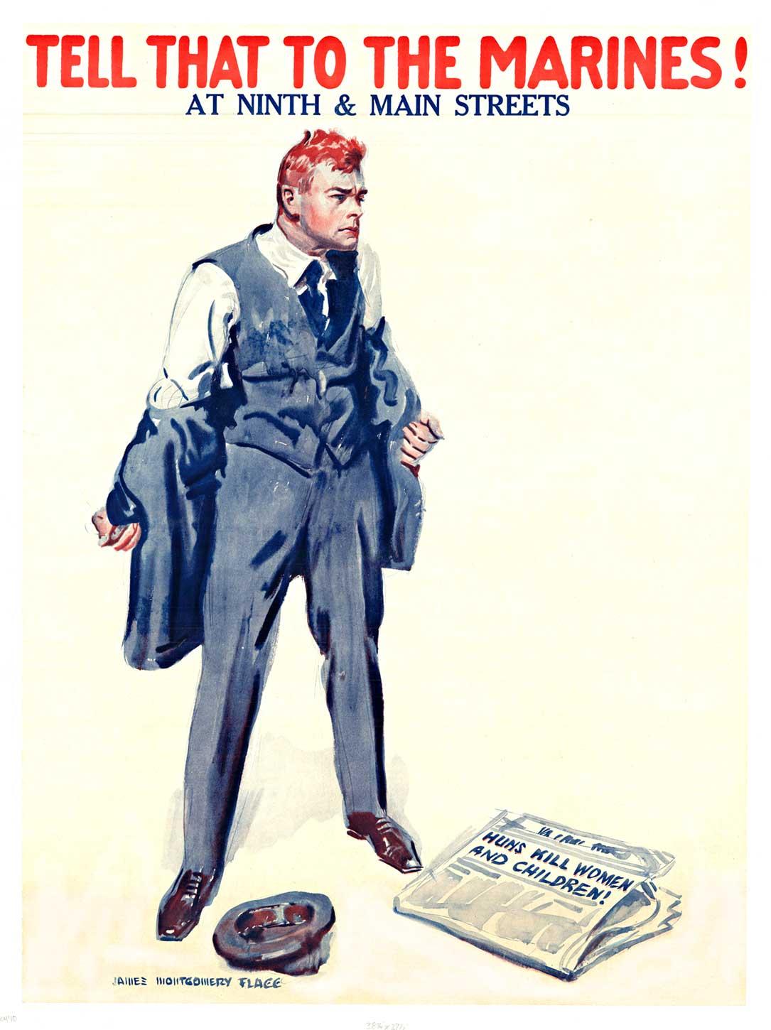 Original 1918 Tell That To The Marin vintage World War 1 poster  dos en lin