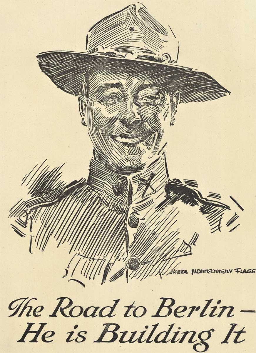 Il Liberty Bond You Buy It Backs The All manifesto d'epoca originale della Prima Guerra Mondiale - Portrait Print Beige di James Montgomery Flagg