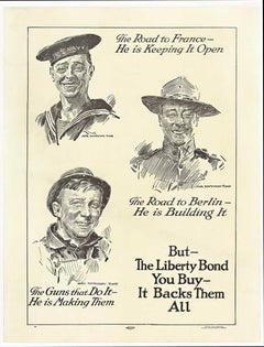 The Liberty Bond You Buy It Backs Them All original World War 1 vintage poster