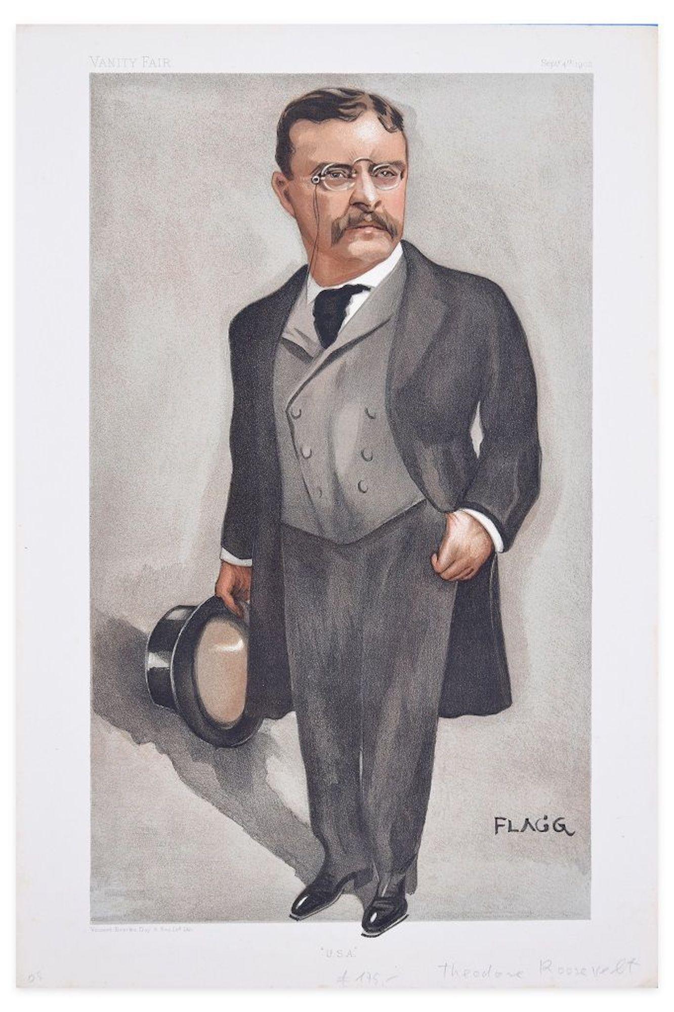 James Montgomery Flagg Portrait Print - Theodore Roosevelt - Chromolithograph for "Vanity Fair" After J.M. Flagg - 1902