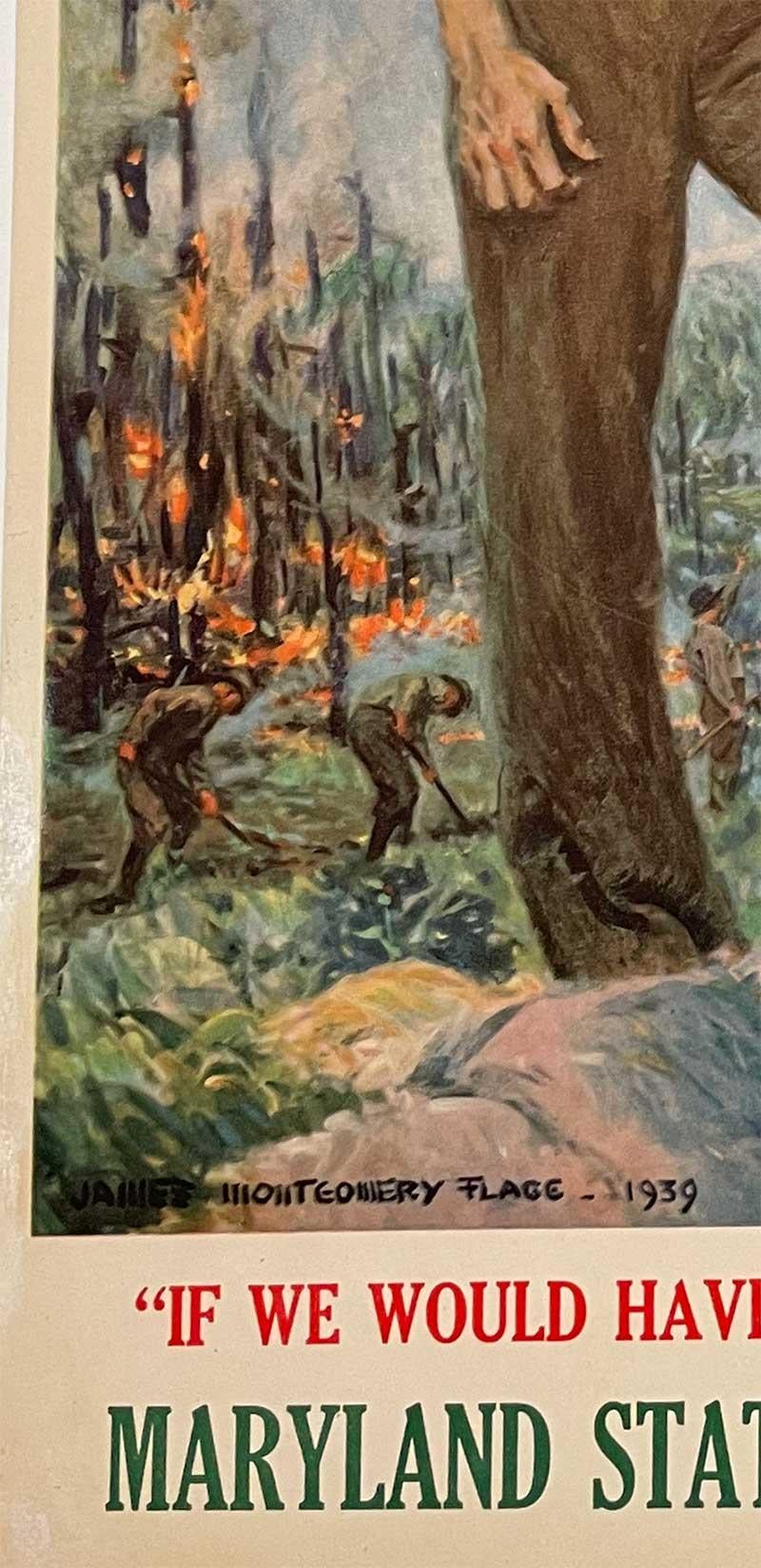 la tuya en confianza, debemos protegerla del fuego cartel vintage original de 1939 - Print de James Montgomery Flagg