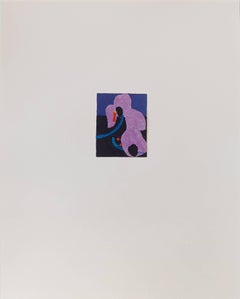 Untitled III (purple), paint on paper, 20 x 16. Abstract purple flower 
