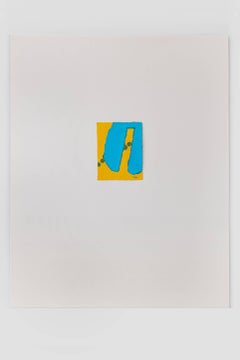 Untitled III (yellow blue), paint on paper, 20 x 16 inches. Blue and yellow form