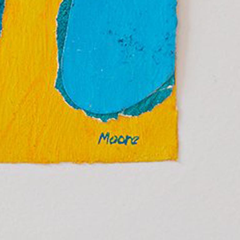 Senza titolo III (giallo blu), pittura su carta, 20 x 16 pollici. Forma blu e gialla in vendita 1