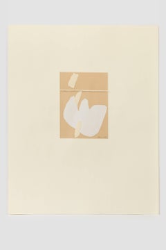 Sin título IV (1), técnica mixta, hilo sobre papel, abstracción, acabado beige