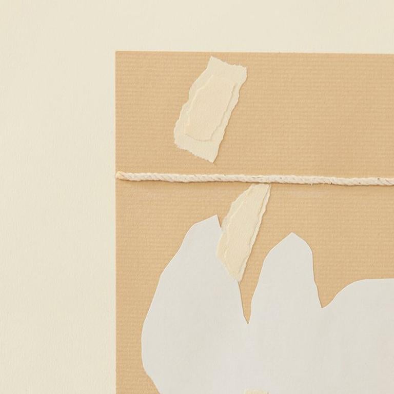 Untitled IV (1), mixed media, thread on paper, abstraction, beige finish For Sale 1