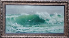 Seascape with Gulls - British Victorian art marine oil painting waves