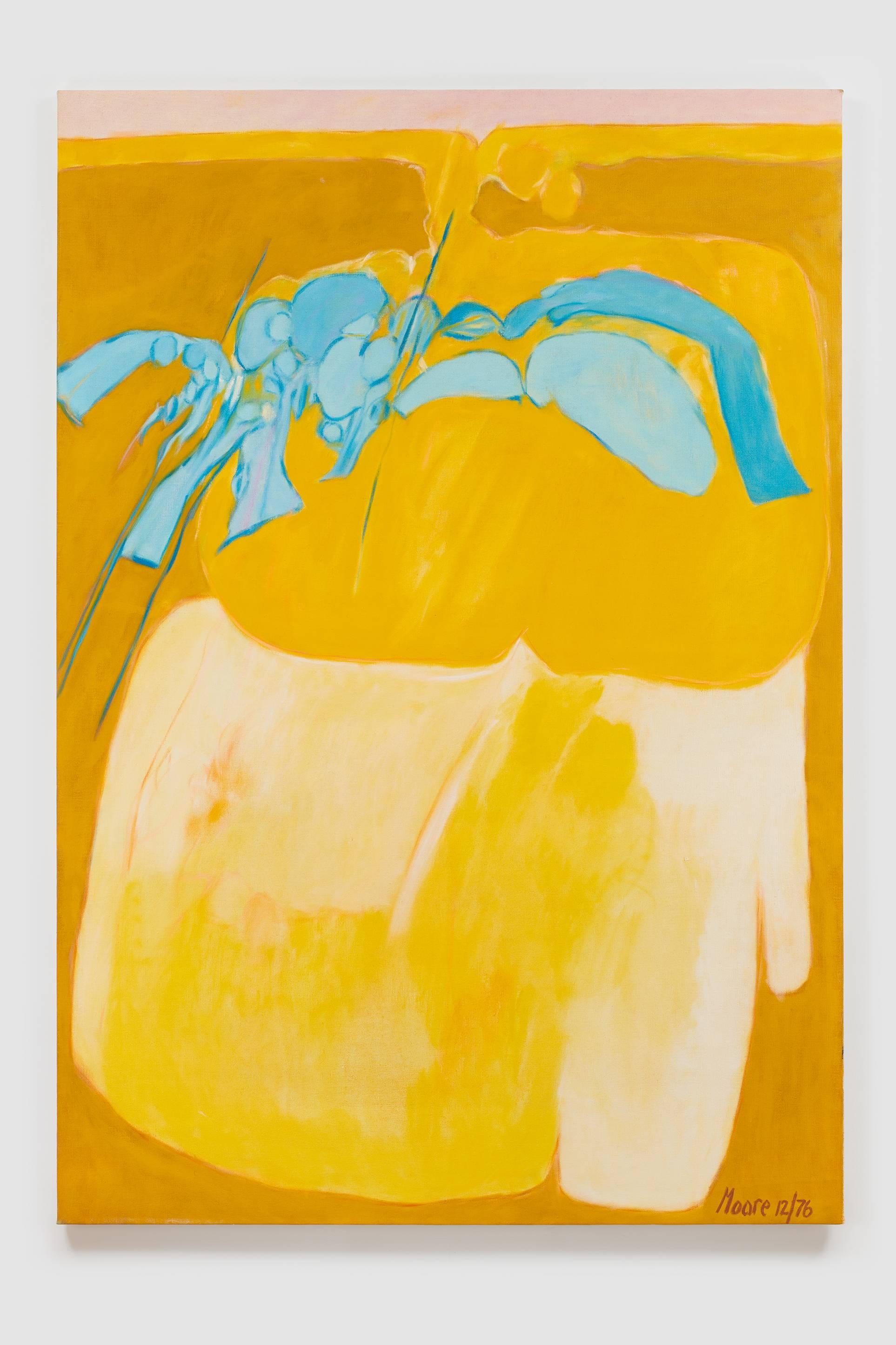 James Moore Abstract Painting - Untitled I (Yellow), acrylic on canvas painting, different shades of yellow