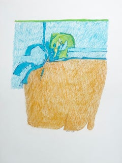 Sin título II (III) (abstracto, textura, azul, amarillo, verde, pastel)