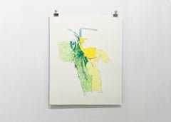 Untitled II (IV) (abstract, patterns, yellow, green, texture)