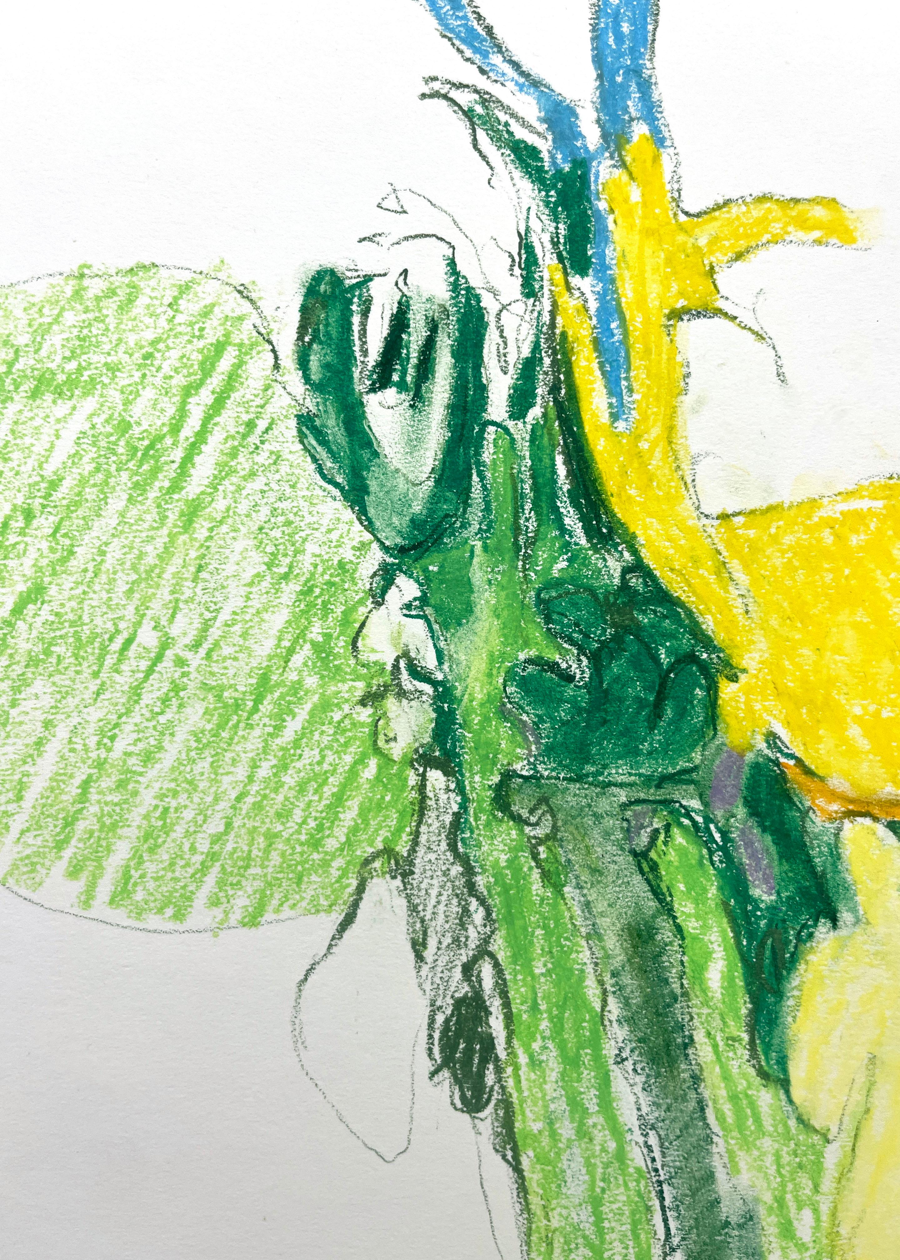 Senza titolo II (IV) (astratto, motivi, giallo, verde, texture) in vendita 2