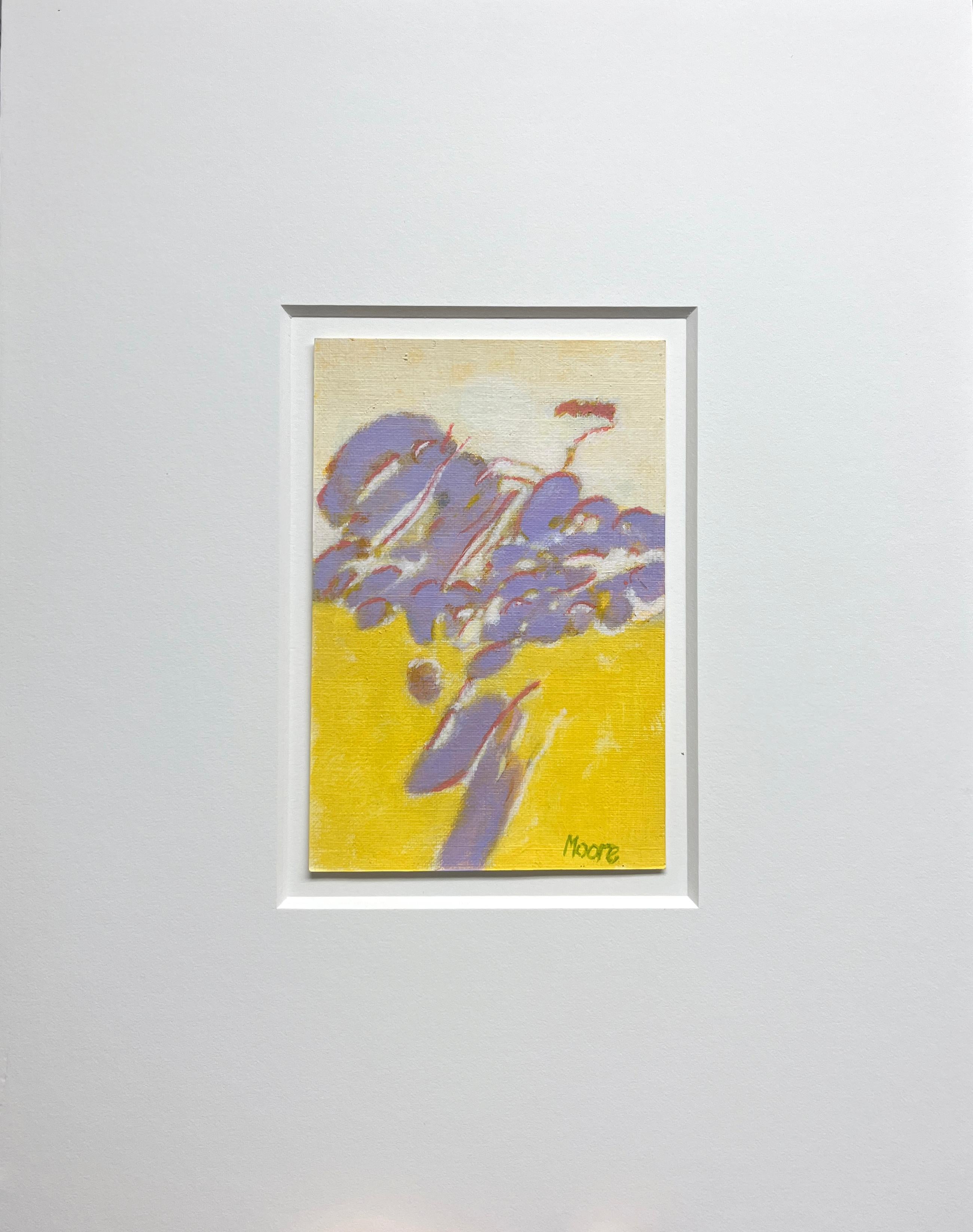 Senza titolo V (III) (astratto, motivi, colori caldi, giallo, viola, floreale) - Painting di James Moore
