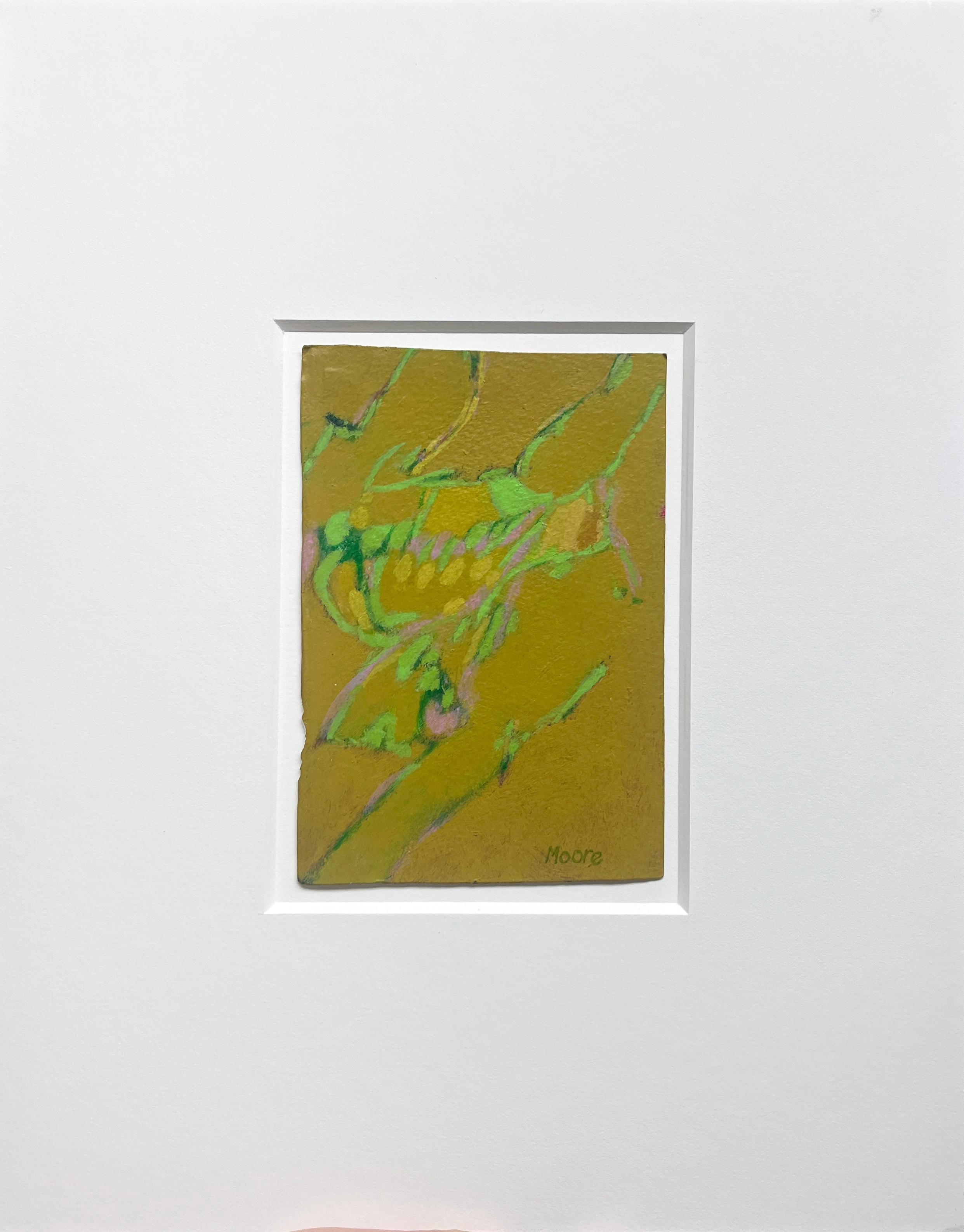 Senza titolo V (IV) (astratto, motivi, colori caldi, verdi, organico) - Painting di James Moore