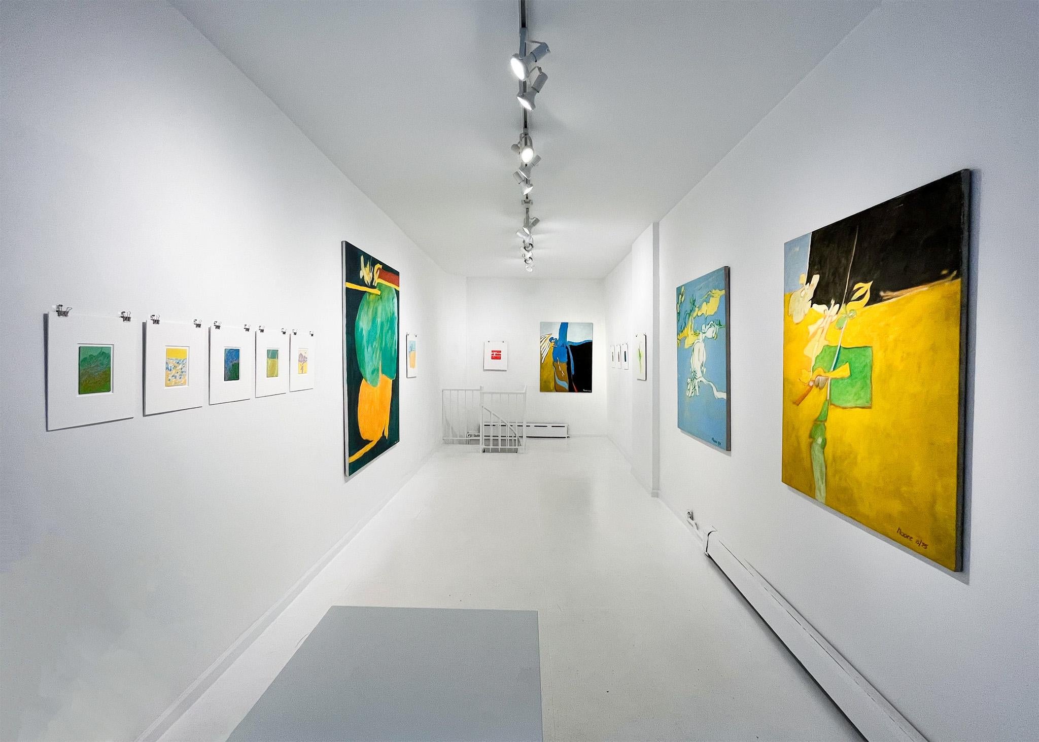 Senza titolo V (VII) (astratto, motivi, verde, paesaggio astratto, rosa, giallo) in vendita 1