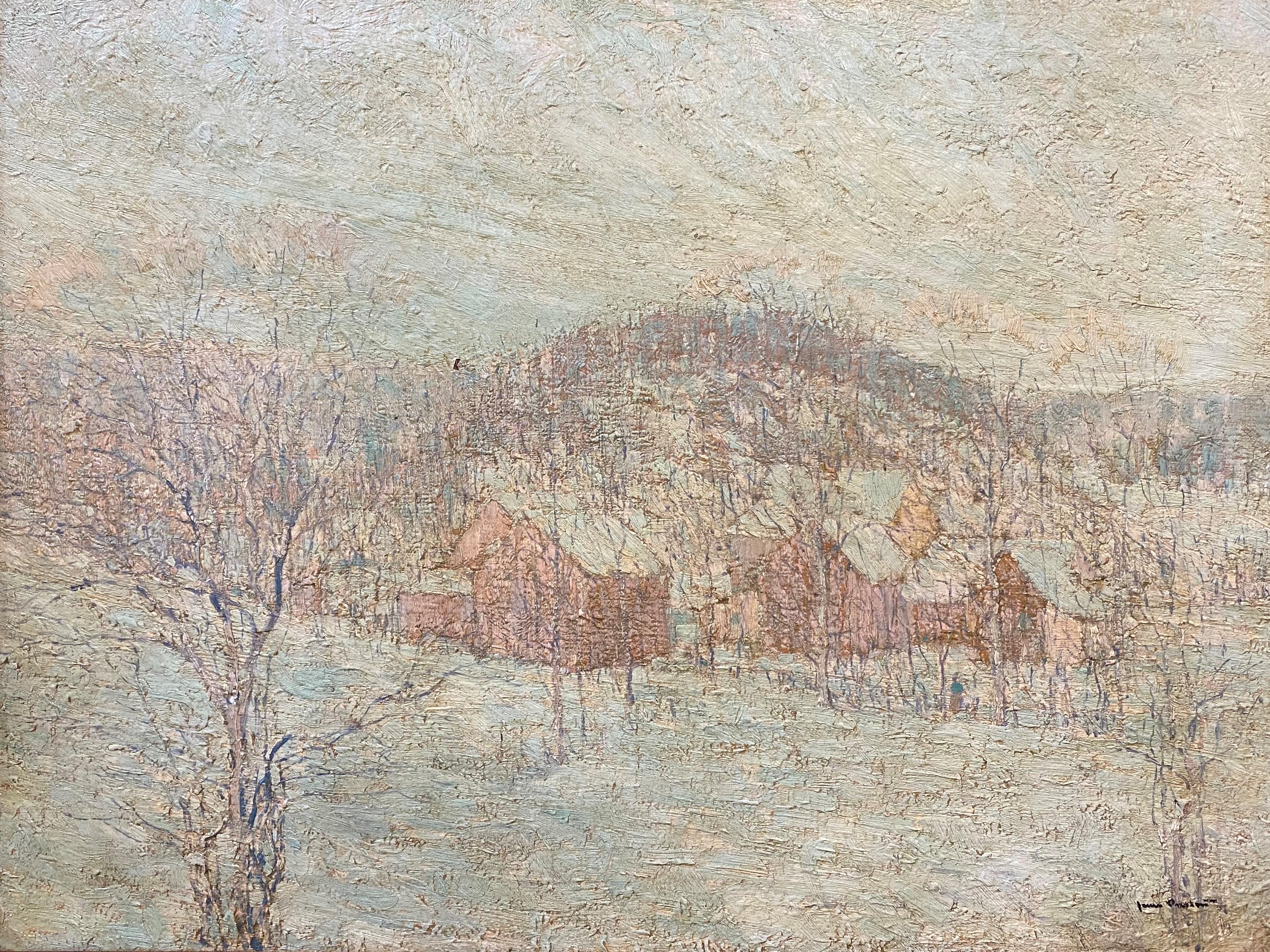 Winter Landscape with Houses - Painting by James Preston