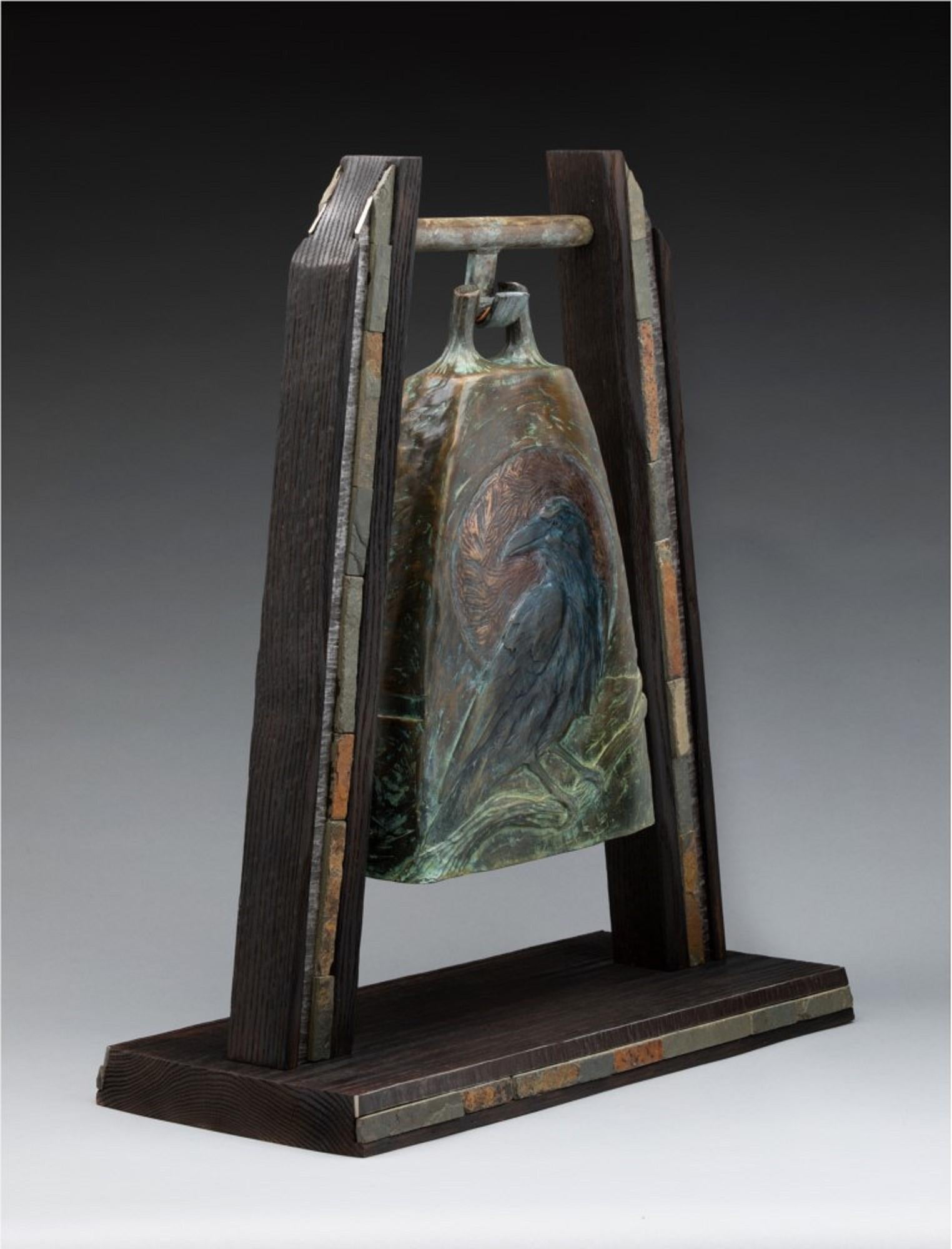 Raven Song Bell - Realist Sculpture by James Moore