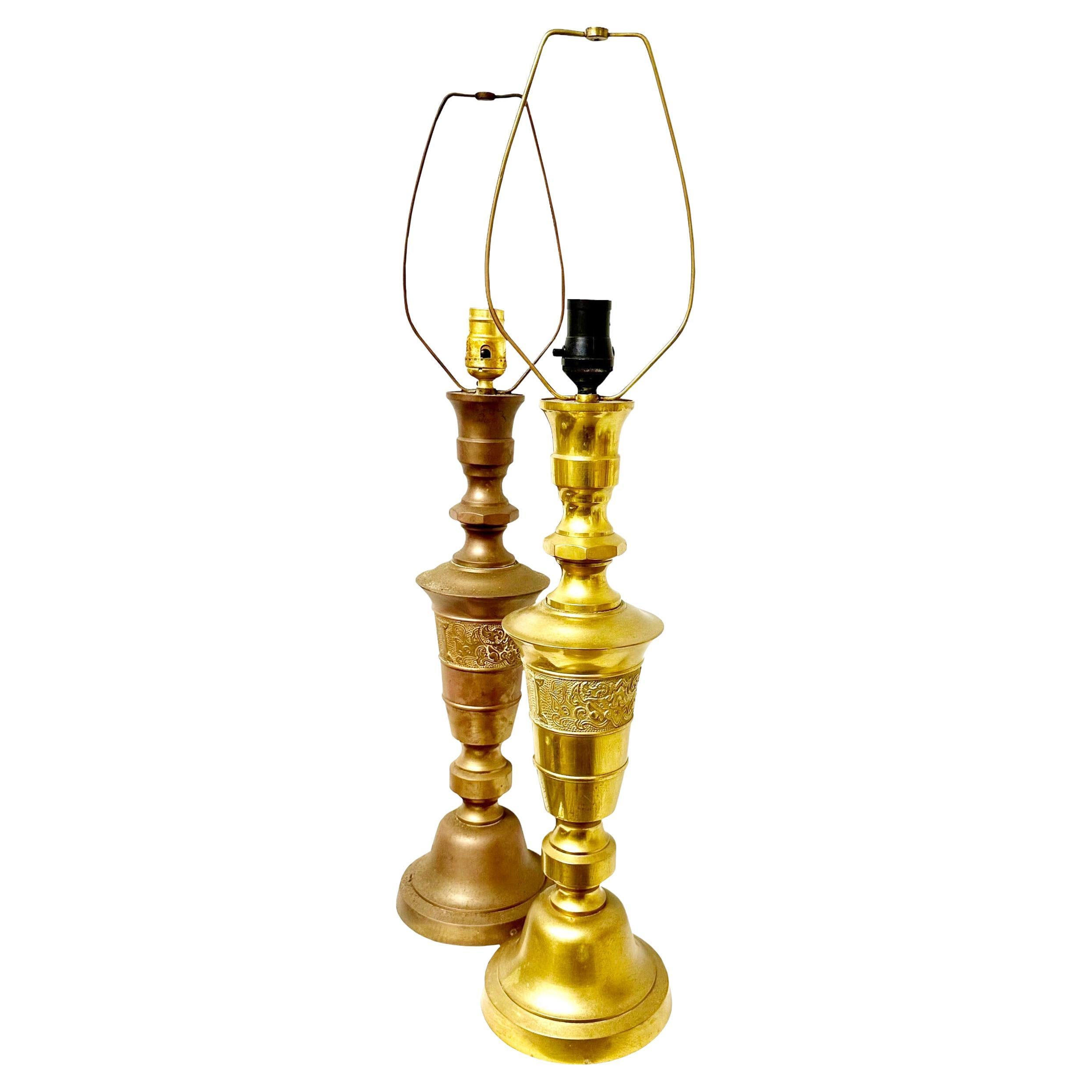James Mott Brass Lamps - A Pair For Sale