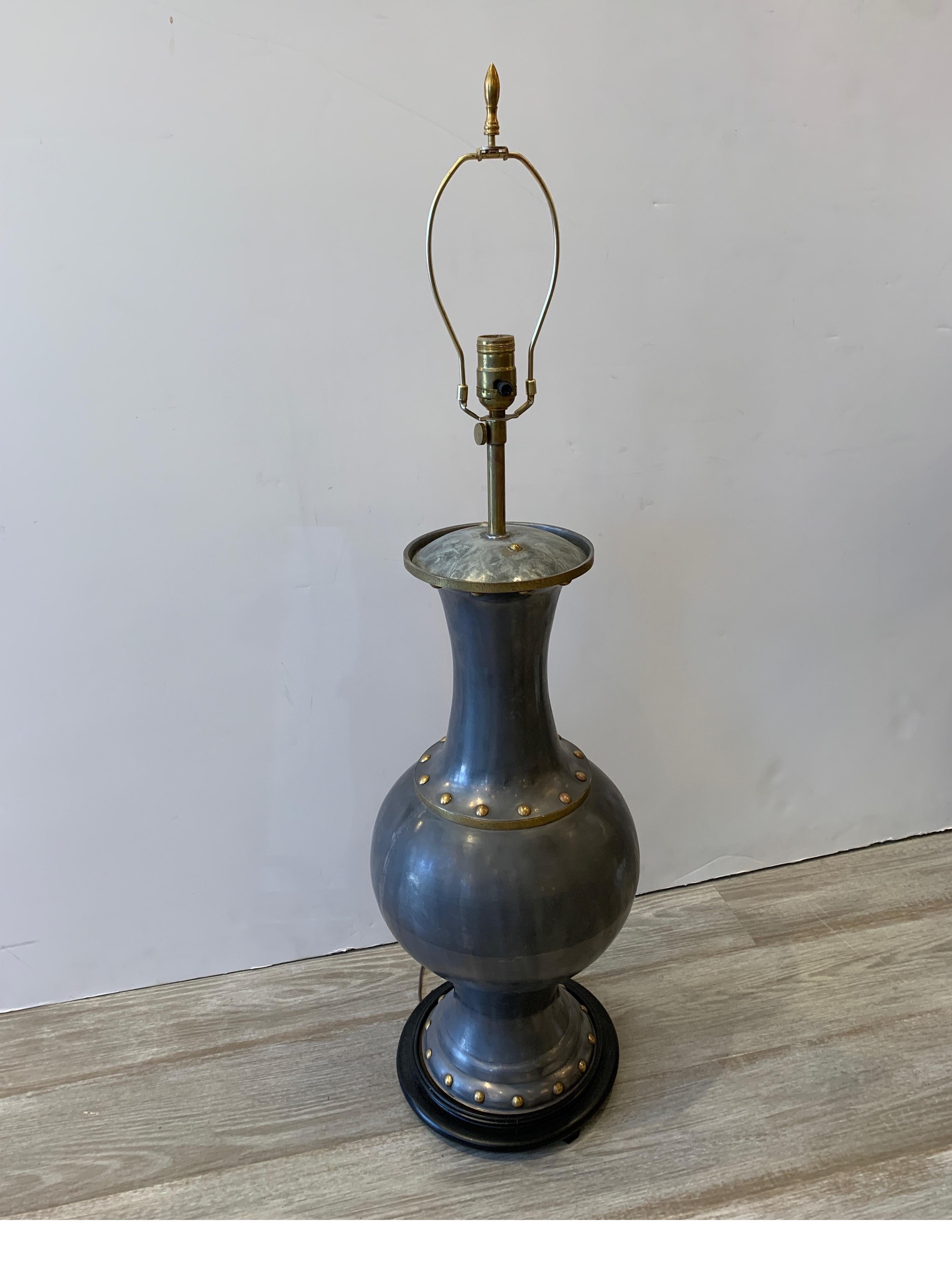 James Mount Style Patkong and Brass Urn Lamp For Sale 5