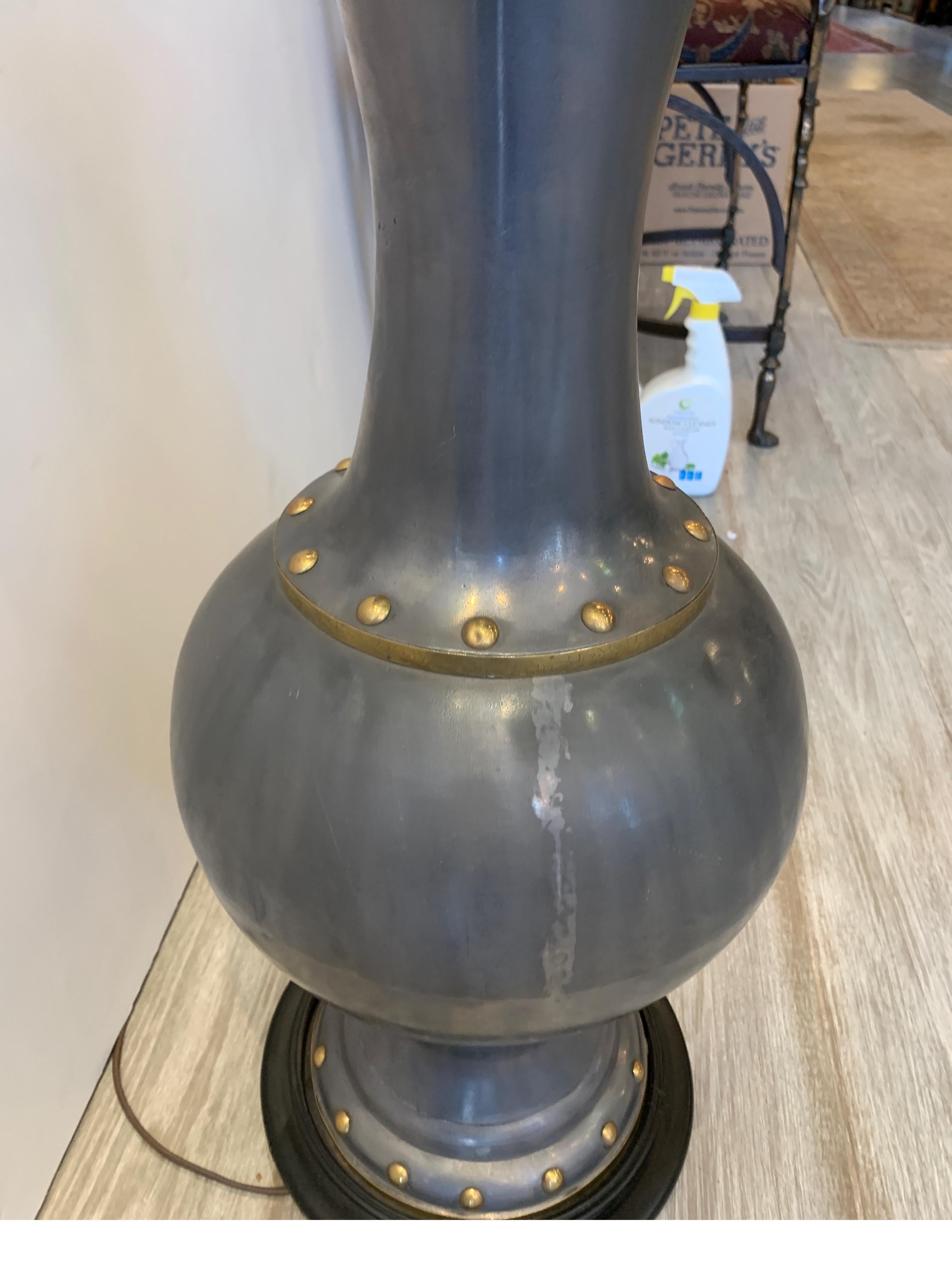 James Mount Style Patkong and Brass Urn Lamp For Sale 7