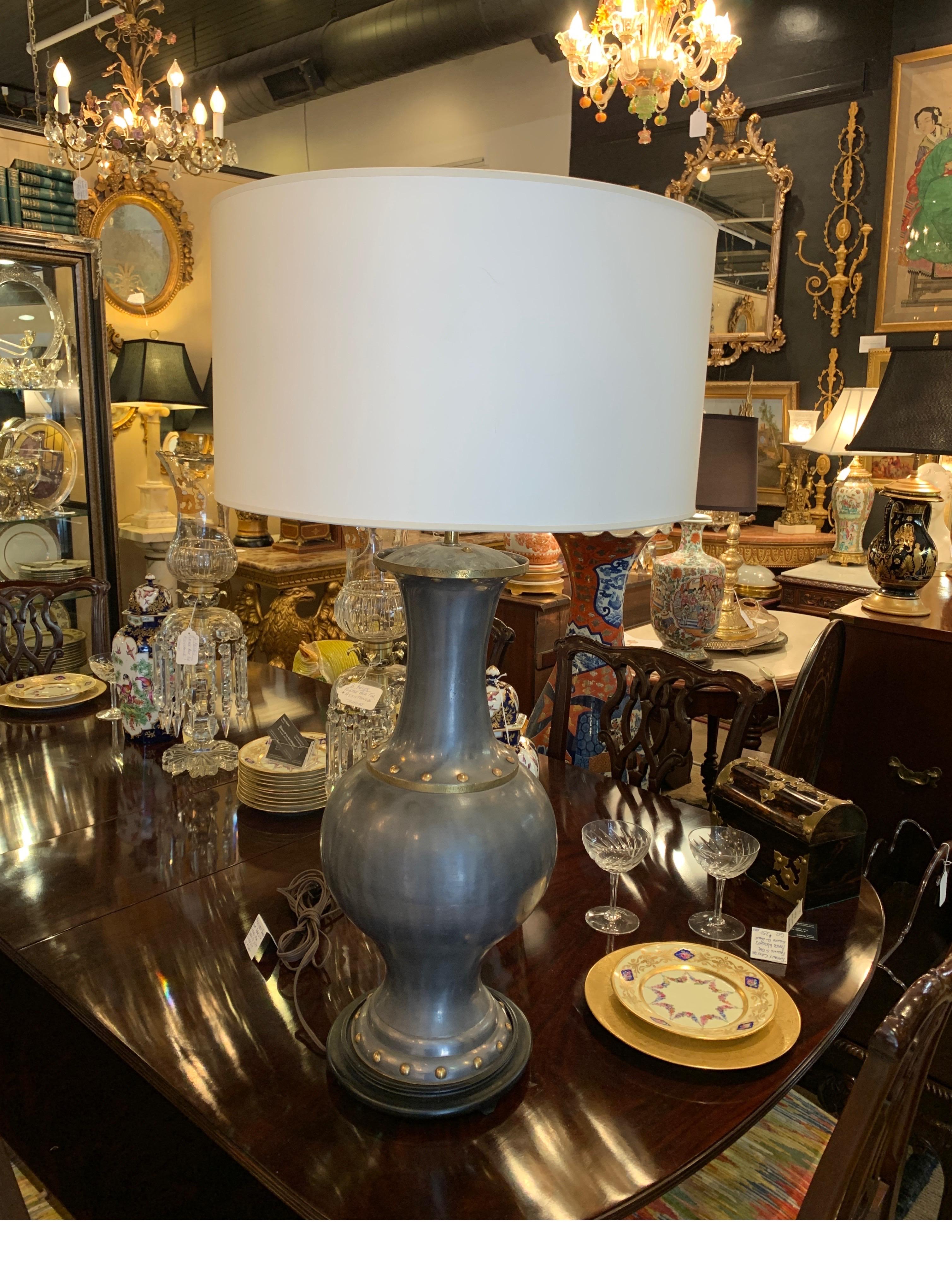 James Mount Style Patkong and Brass Urn Lamp For Sale 12