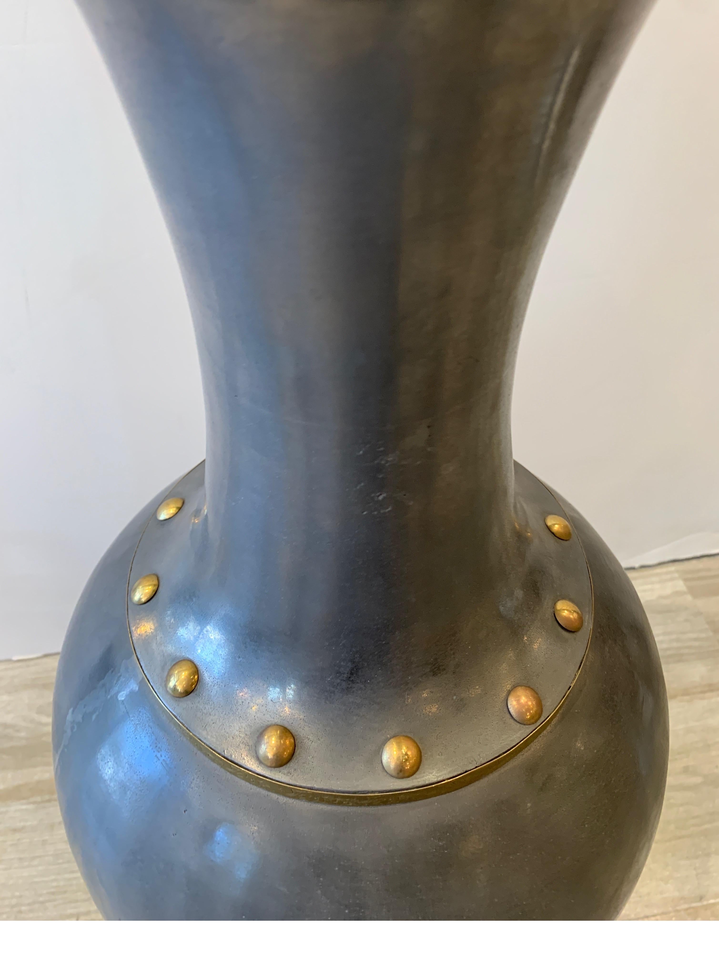 James Mount Style Patkong and Brass Urn Lamp For Sale 3