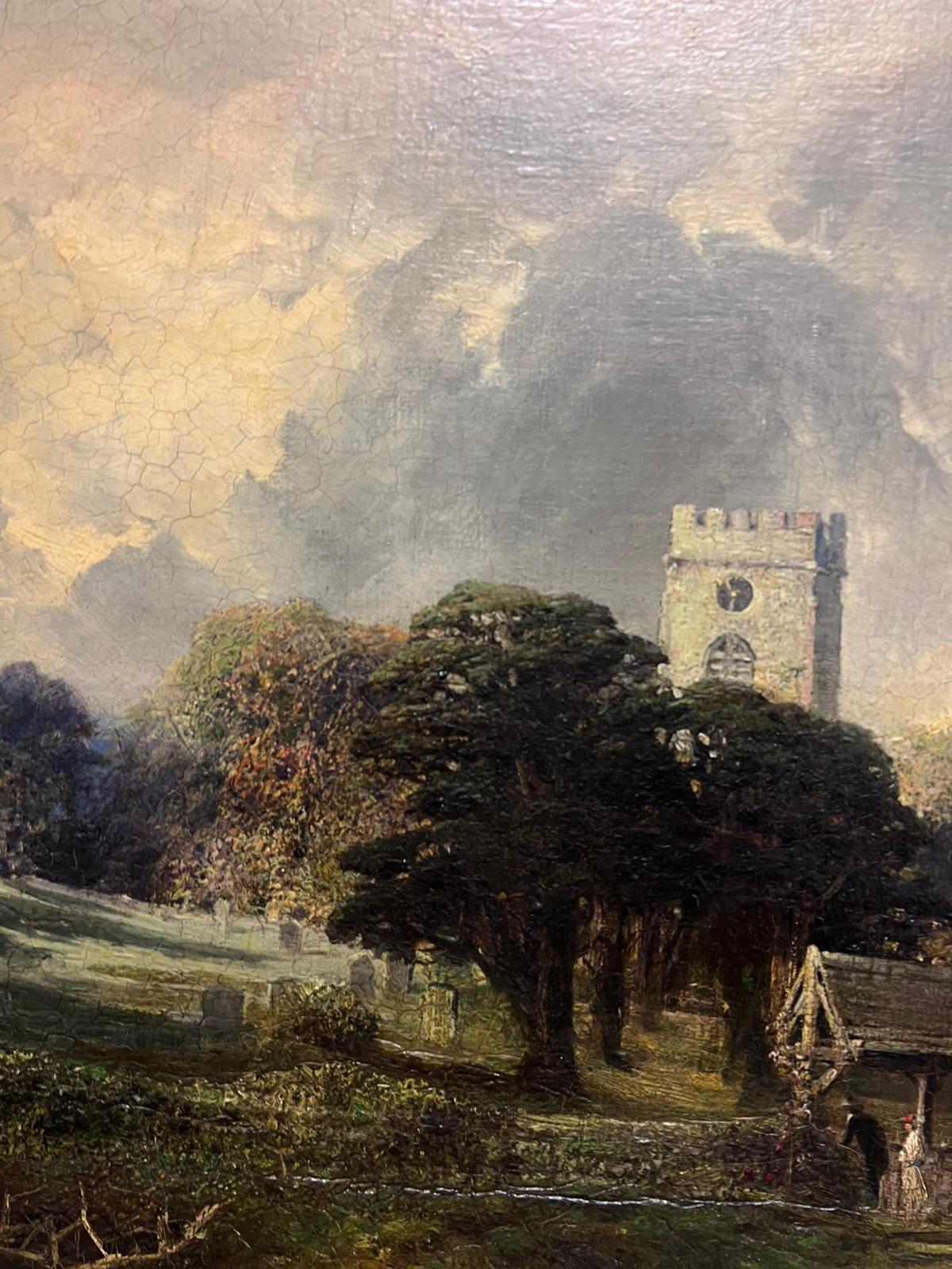 The English Country Churchyard
by James Rudd (English 1821-1906)
signed & dated 1889
oil on canvas, framed
framed: 28.5 x 41 inches
painting: 24 x 36 inches
provenance: private collection, England
condition: very good and sound condition