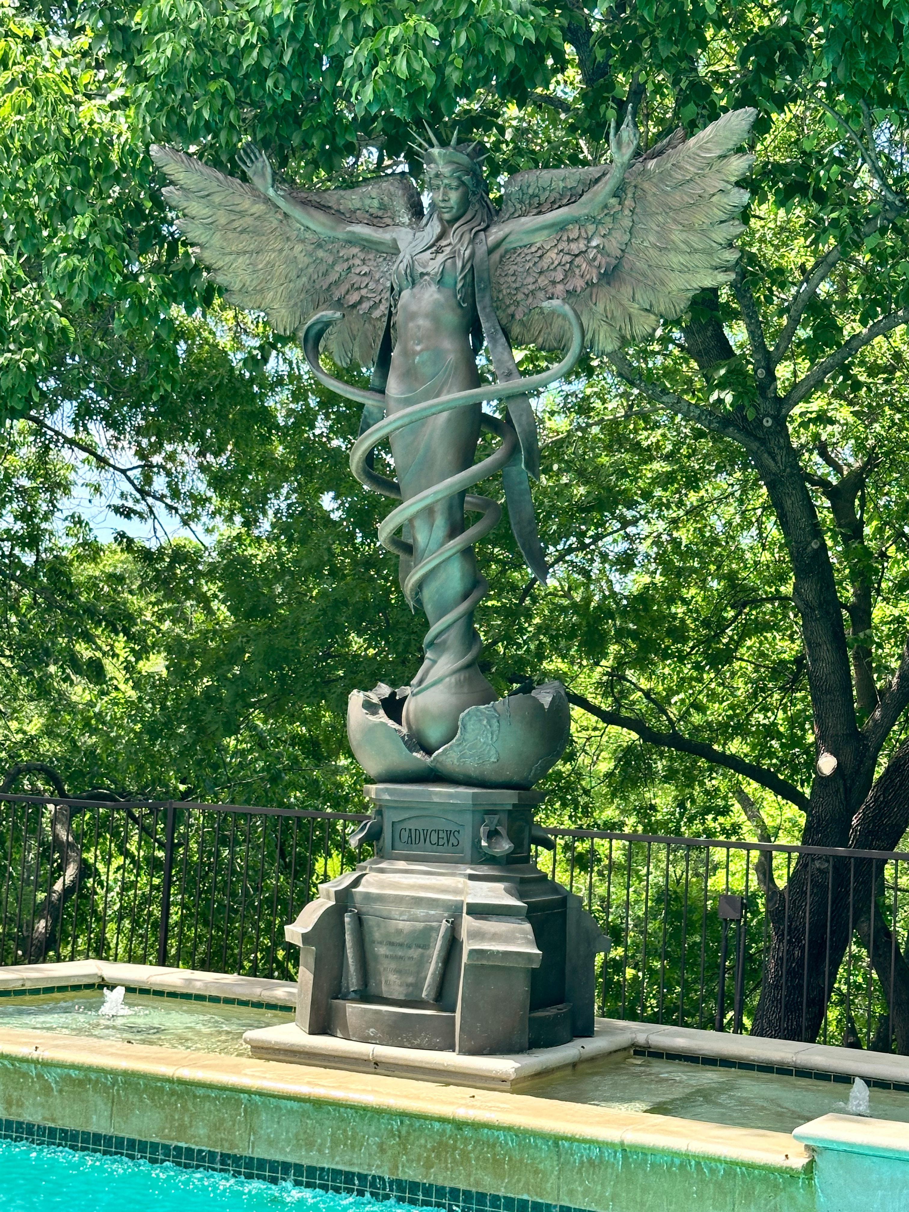 "Caduceus", James Muir, Monumental Bronze Fountain Sculpture Allegory, Medical