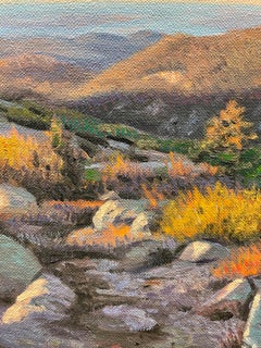 "Maine #12  (Sunrise Cadillac), " painting of Cadillac mountain, rocks and sky