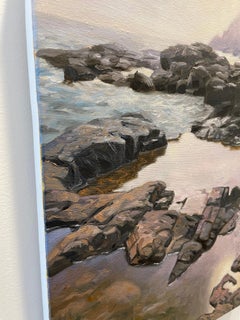 "Maine #7 (Hunters Beach, Acadia), " painting of coastal water, fog
