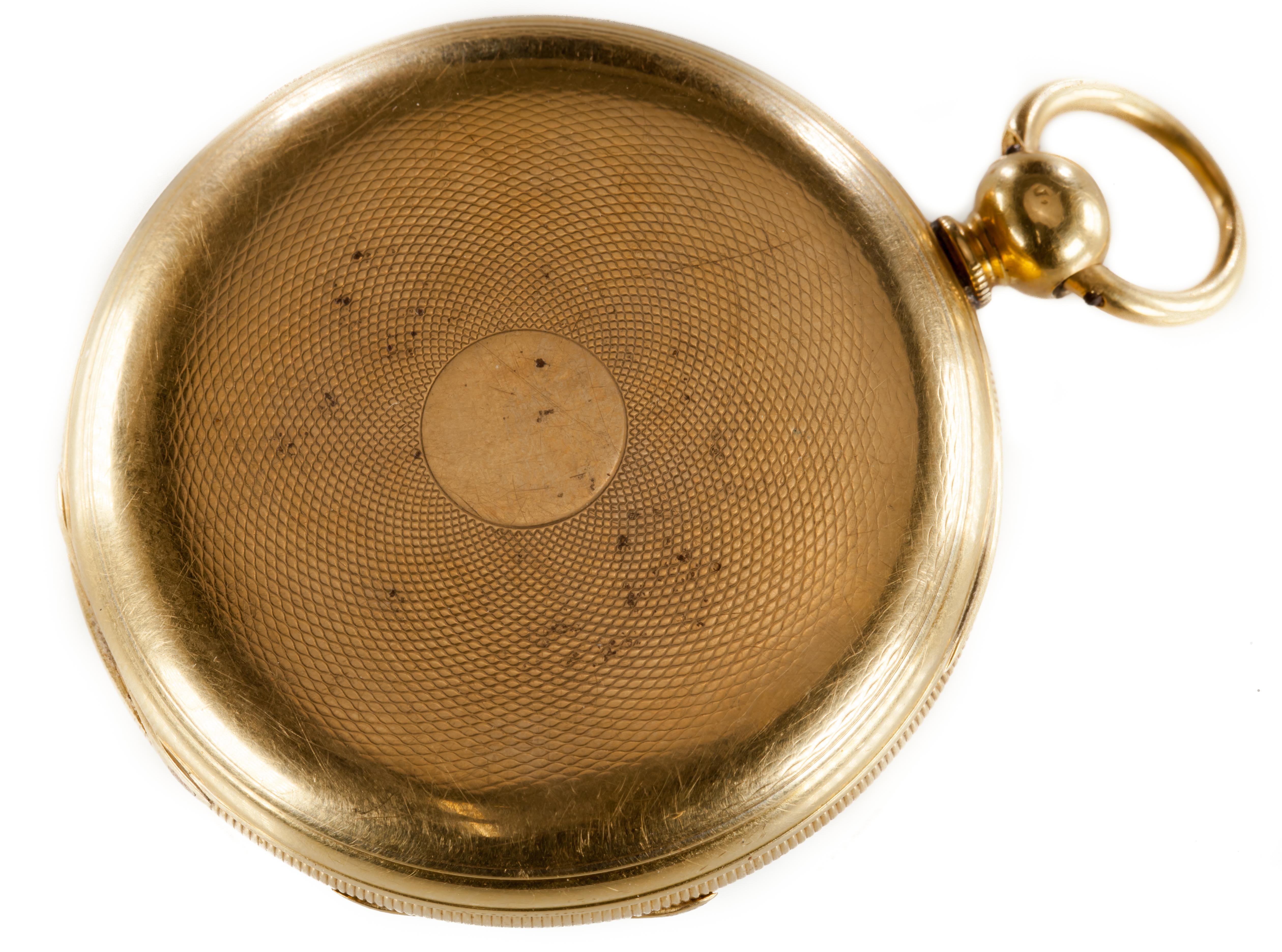 Reloj de bolsillo de esfera abierta James Murray Royal Exchange de oro amarillo de 18 quilates Alto victoriano en venta
