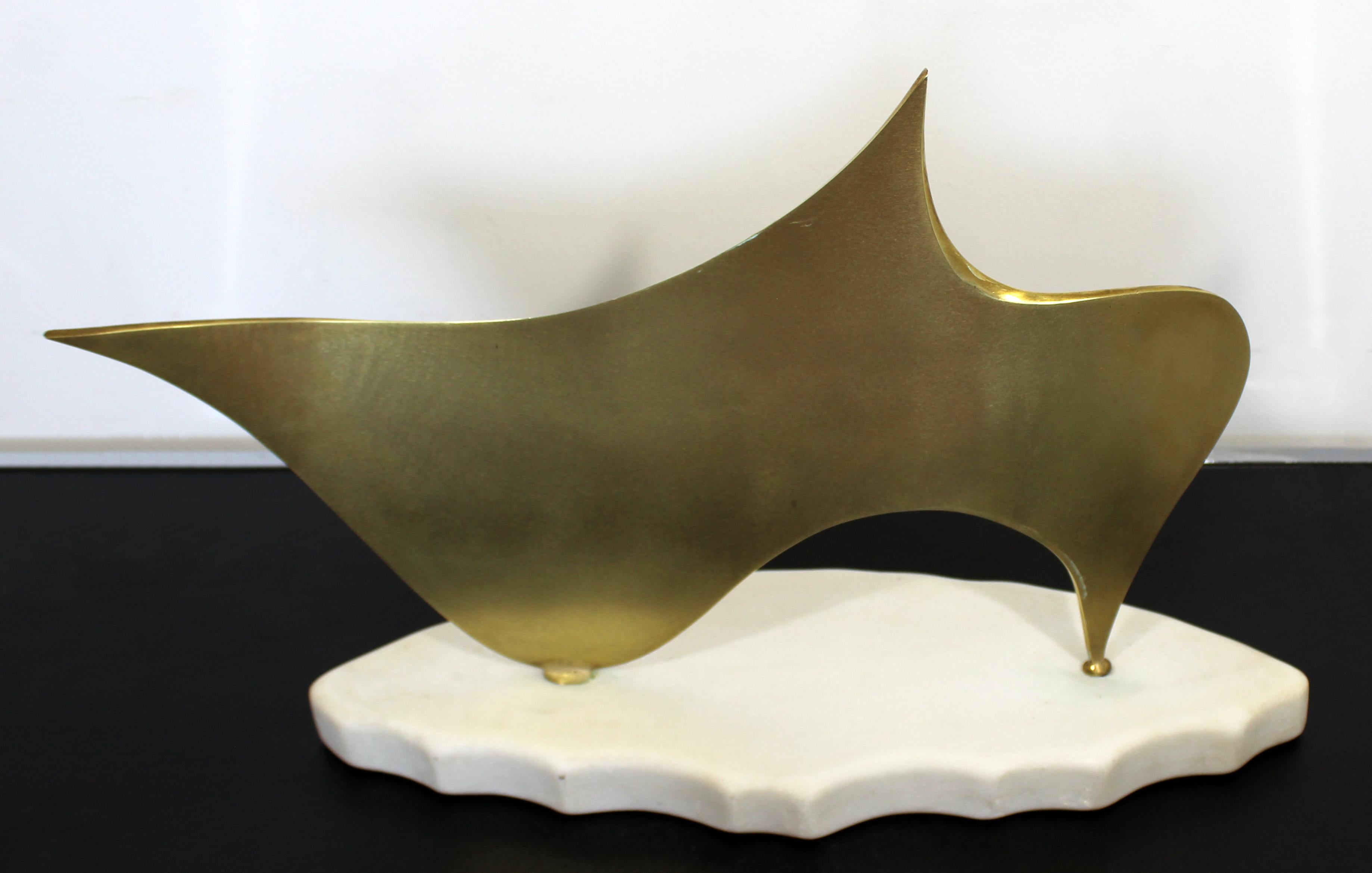 For your consideration is a gorgeous gold abstract wave sculpture on a marble base titled 