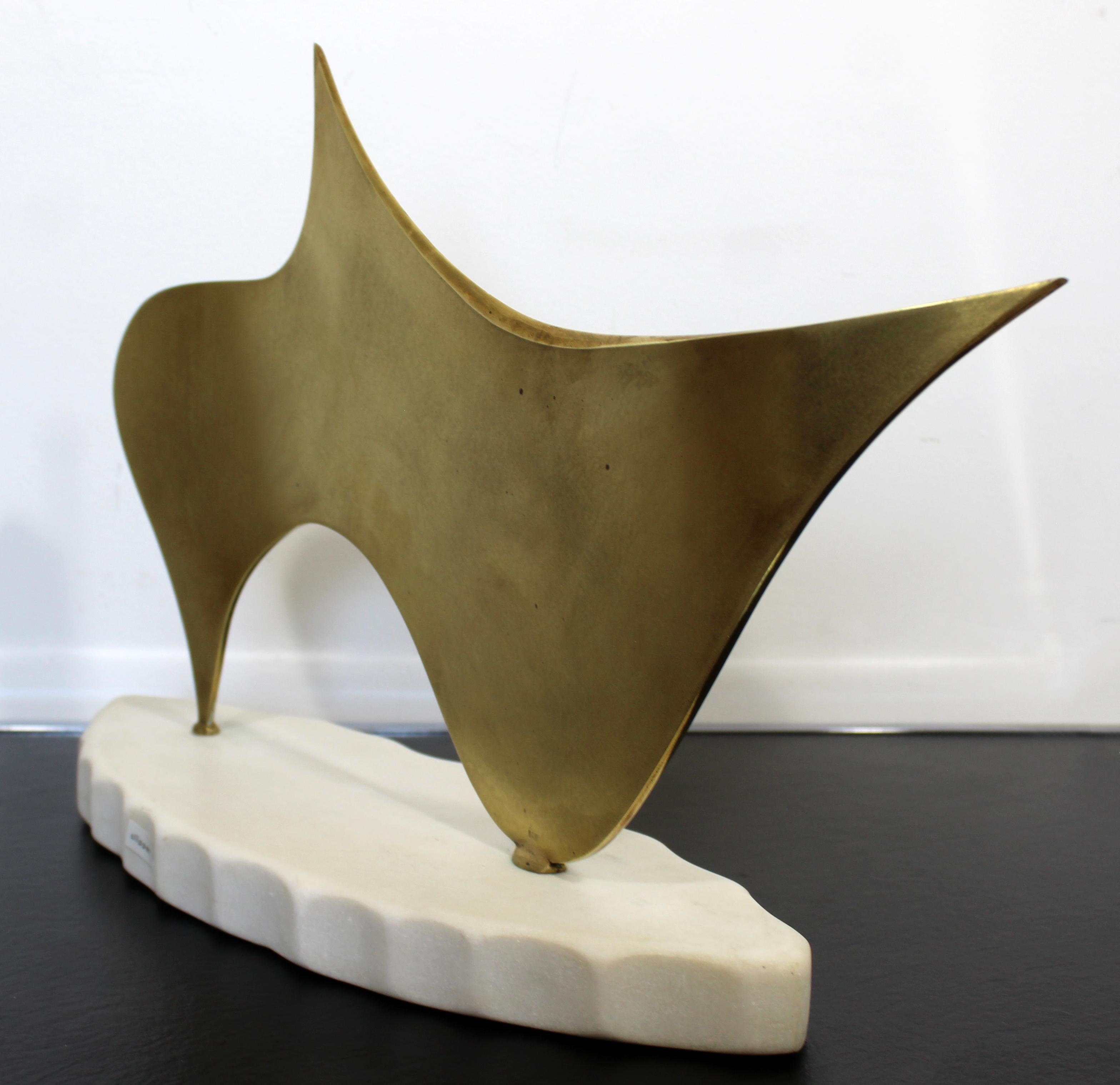 20th Century James Nani Slipper 97 Gold Abstract Marble Base Sculpture For Sale