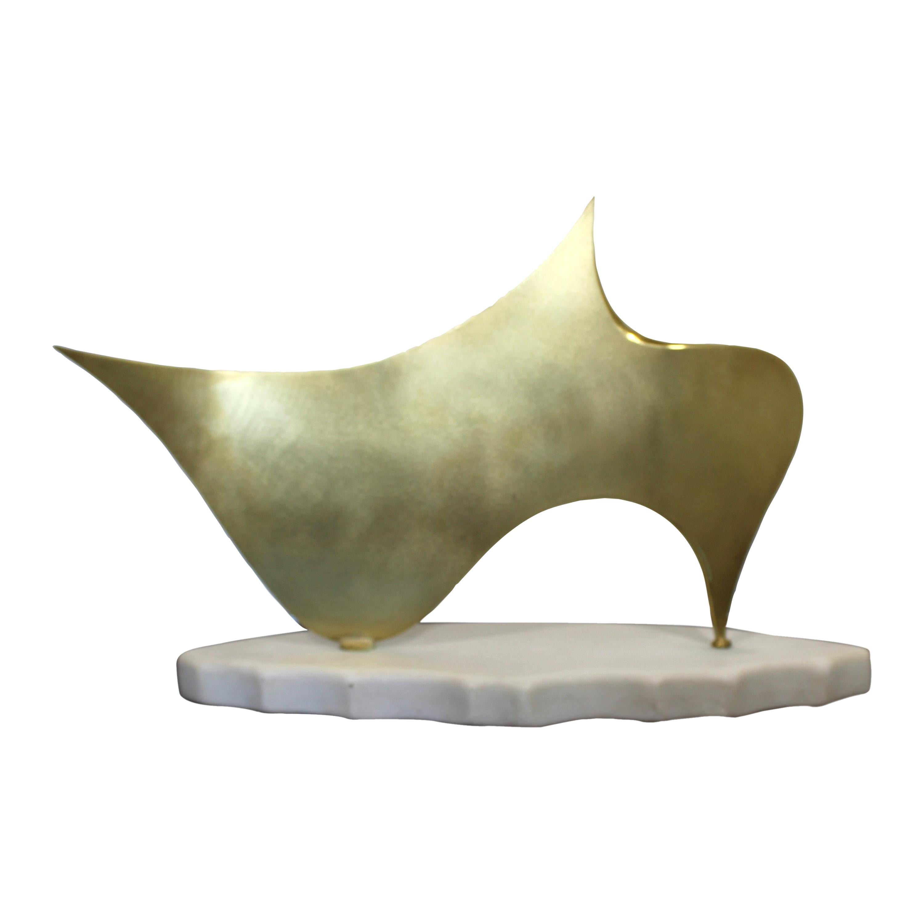 James Nani Slipper 97 Gold Abstract Marble Base Sculpture For Sale