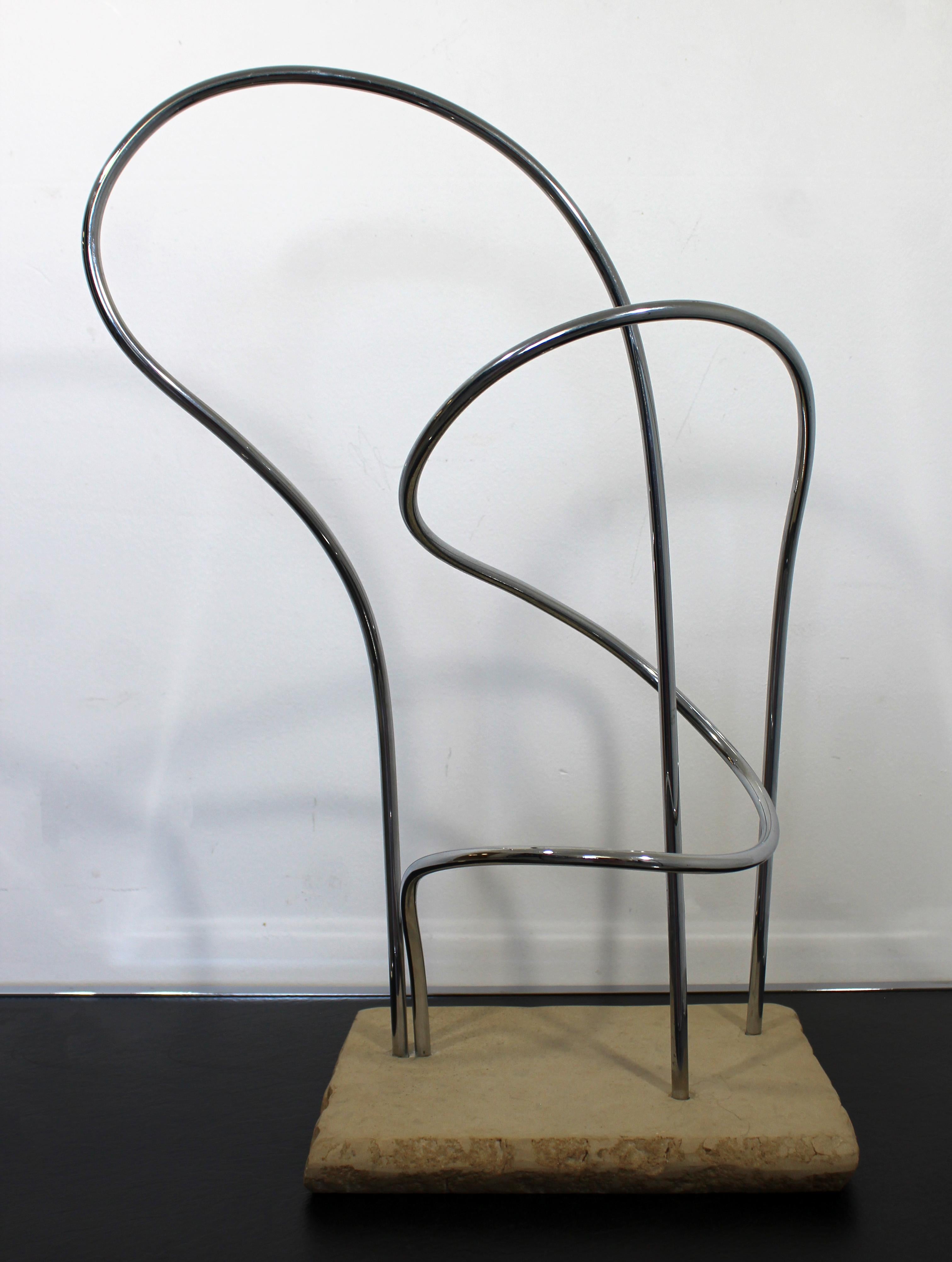 For your consideration is magnificent metal wire interlined sculpture signed Nani 1973 (23 x 12). James Nani (1926-2016) was a Detroit artist for over 50 years and is known internationally for his metal and acrylic sculptures. His work is currently