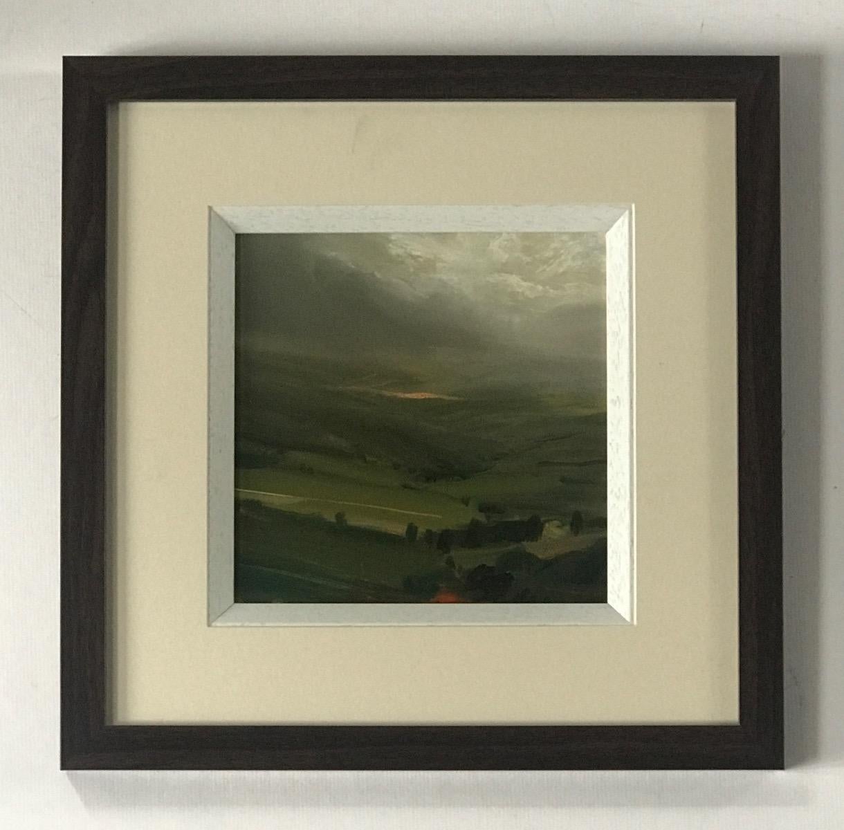 Destino, Pintura original, Paisaje, Naturaleza, Vista de pájaro, Lago, Colinas 3