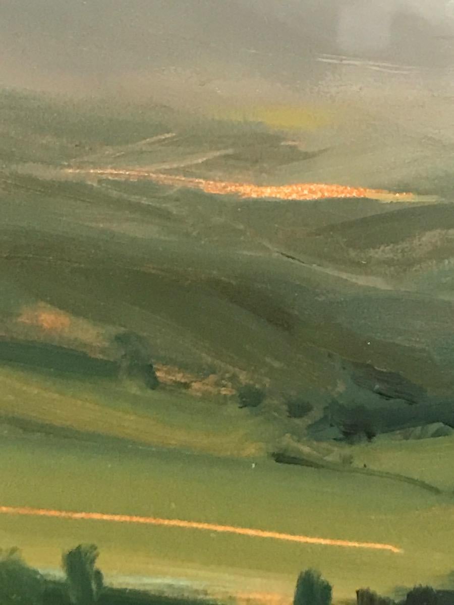 Destino, Pintura original, Paisaje, Naturaleza, Vista de pájaro, Lago, Colinas 5