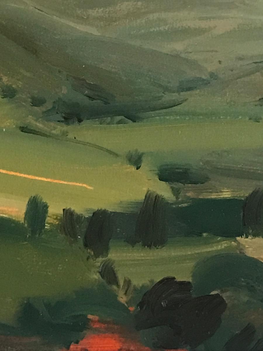 Destino, Pintura original, Paisaje, Naturaleza, Vista de pájaro, Lago, Colinas 6