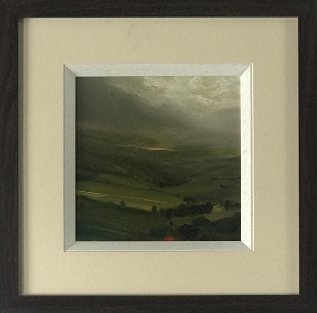Destination, Original painting, Landscape, Nature, Birds view, Lake, Hills  - Contemporary Painting by James Naughton