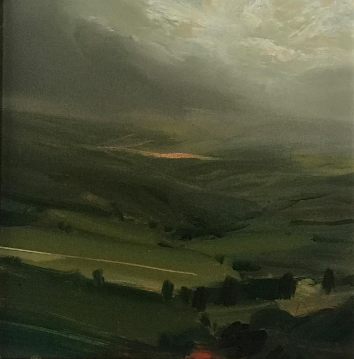 James Naughton Landscape Painting - Destination, Original painting, Landscape, Nature, Birds view, Lake, Hills 